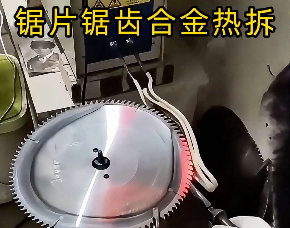硬質合金圓鋸片熱拆全過程，高頻鋸齒合金熱取工藝，安